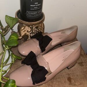 Kate Spade Blush Pink Flats with Cute Black Bow